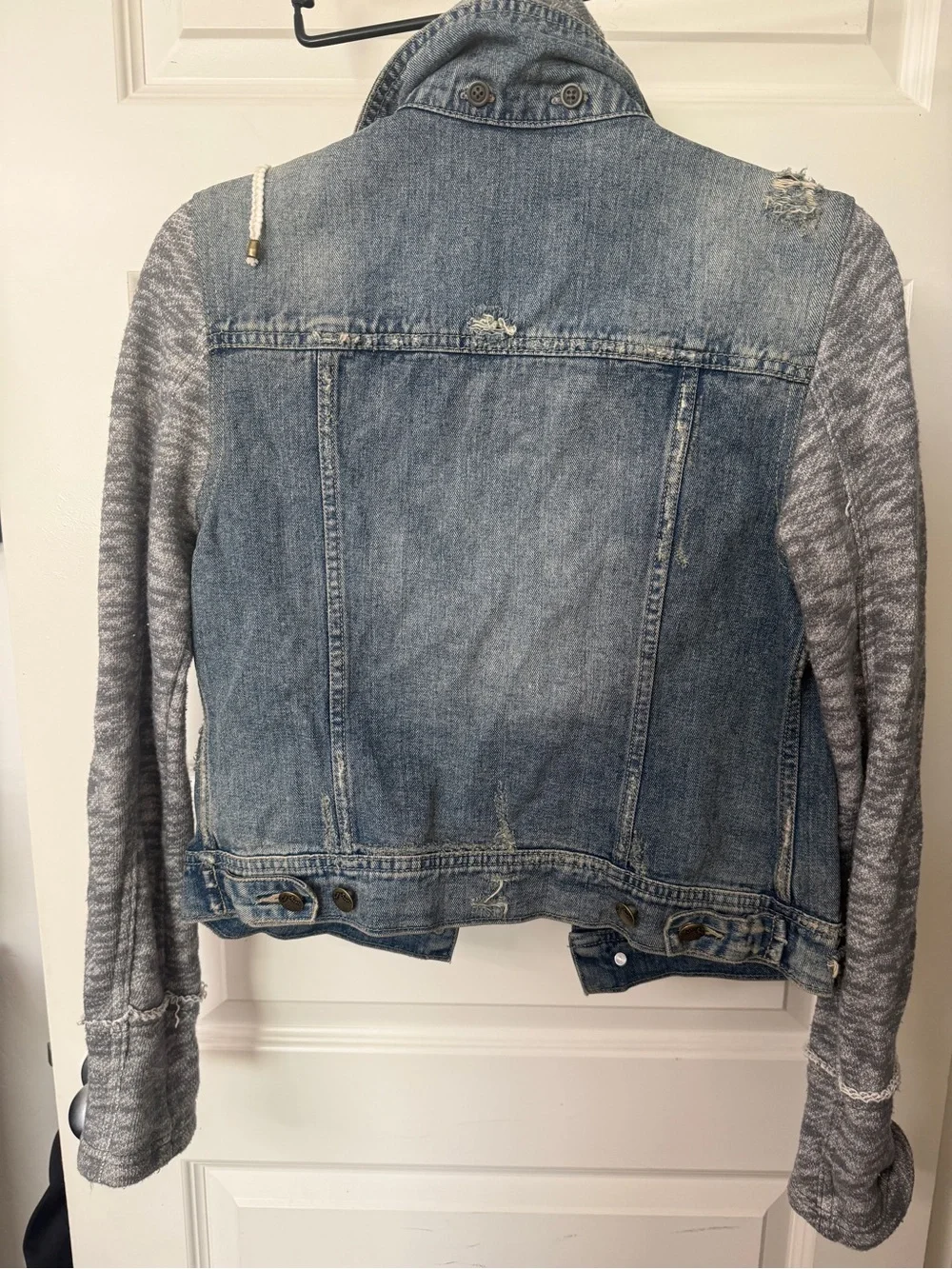 Free People Blue Denim Jacket with removable hood - Picture 5 of 7